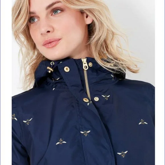 Joules women's golightly printed packable waterproof rain coat hotsell